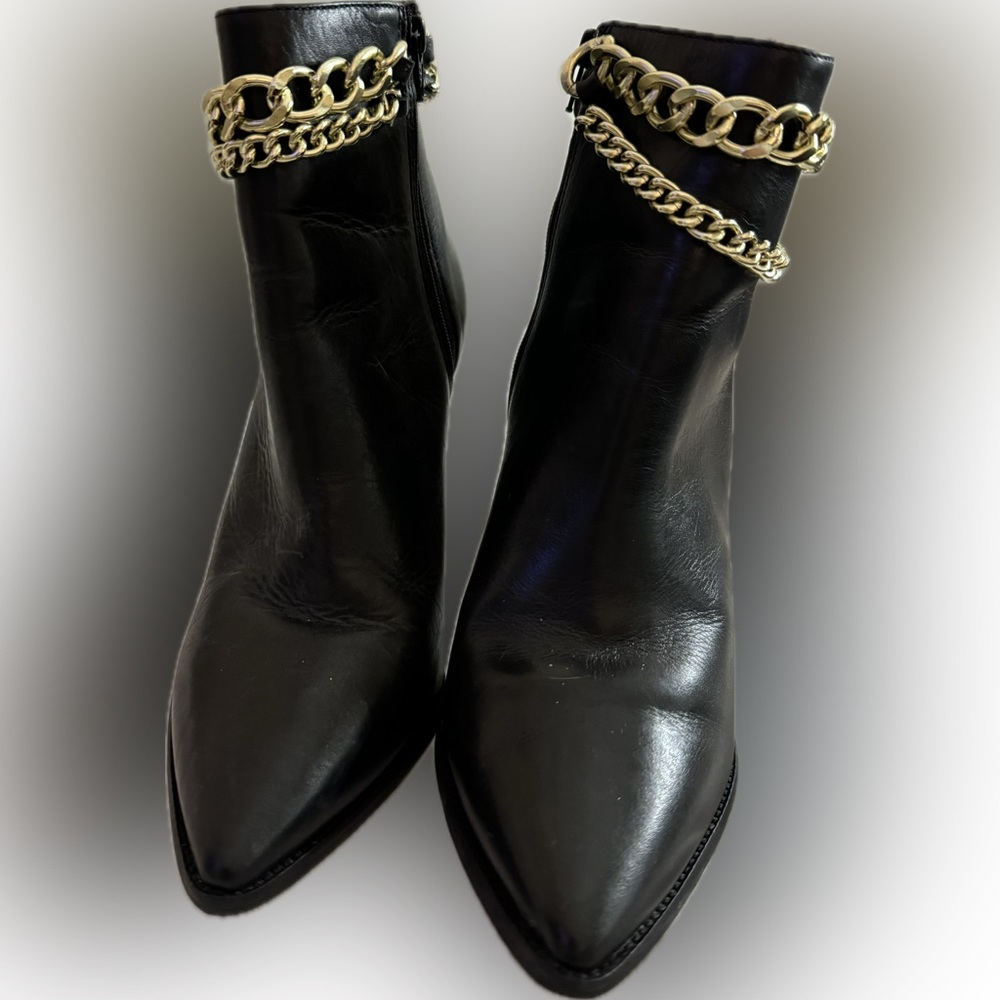 Steve Madden booties with gold chain detail